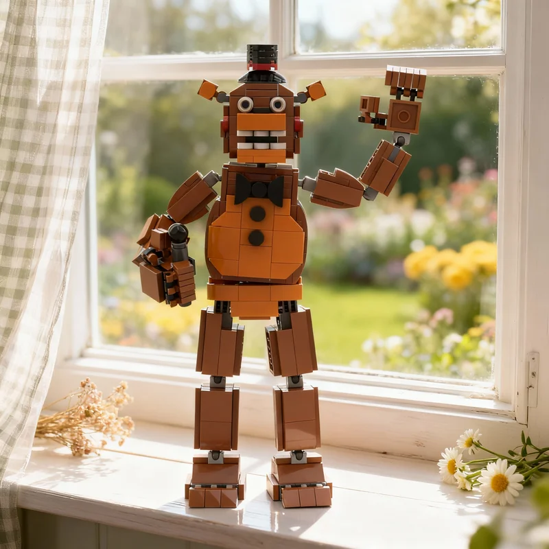 

477 деталей MOC Five Nights at Freddy's 2: Набор для сборки модели из строительных блоков, аксессуары для видеоигр, креативный подарок, декор для демонстрации, премиум-качество