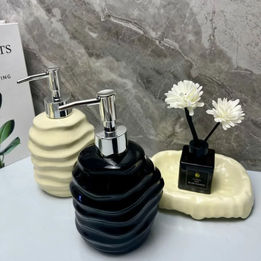 Ceramic Soap Dispenser Creative Bathroom Shower Gel Empty Bottle Multi functional Splitting Bottle Pressing Bubbler Accessories