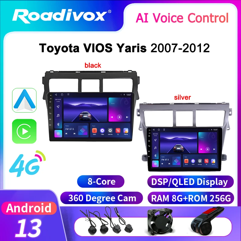 

roadivox Android car radio for Toyota VIOS Yaris 2007 2012 GPS Navigation video Multimedia Player tape recorder