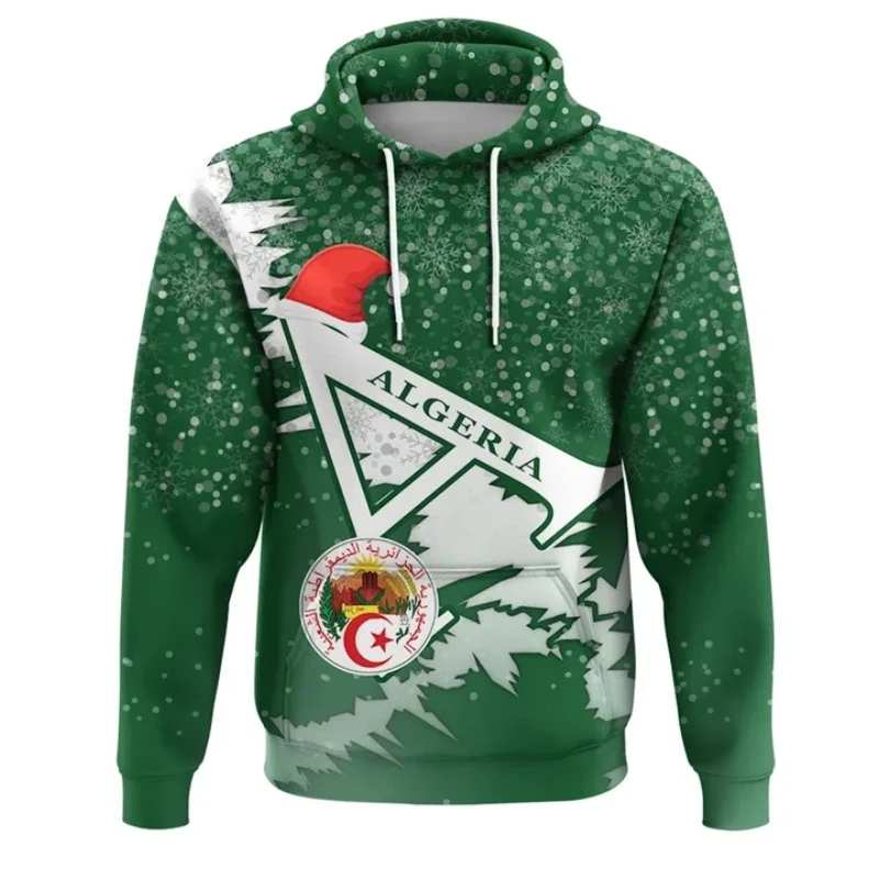 Algeria Active Flag Hoodie For Men African Region Men's Printed Casual Oversized Hoodie Mens Long Sleeve Sport Tracksuit Coat