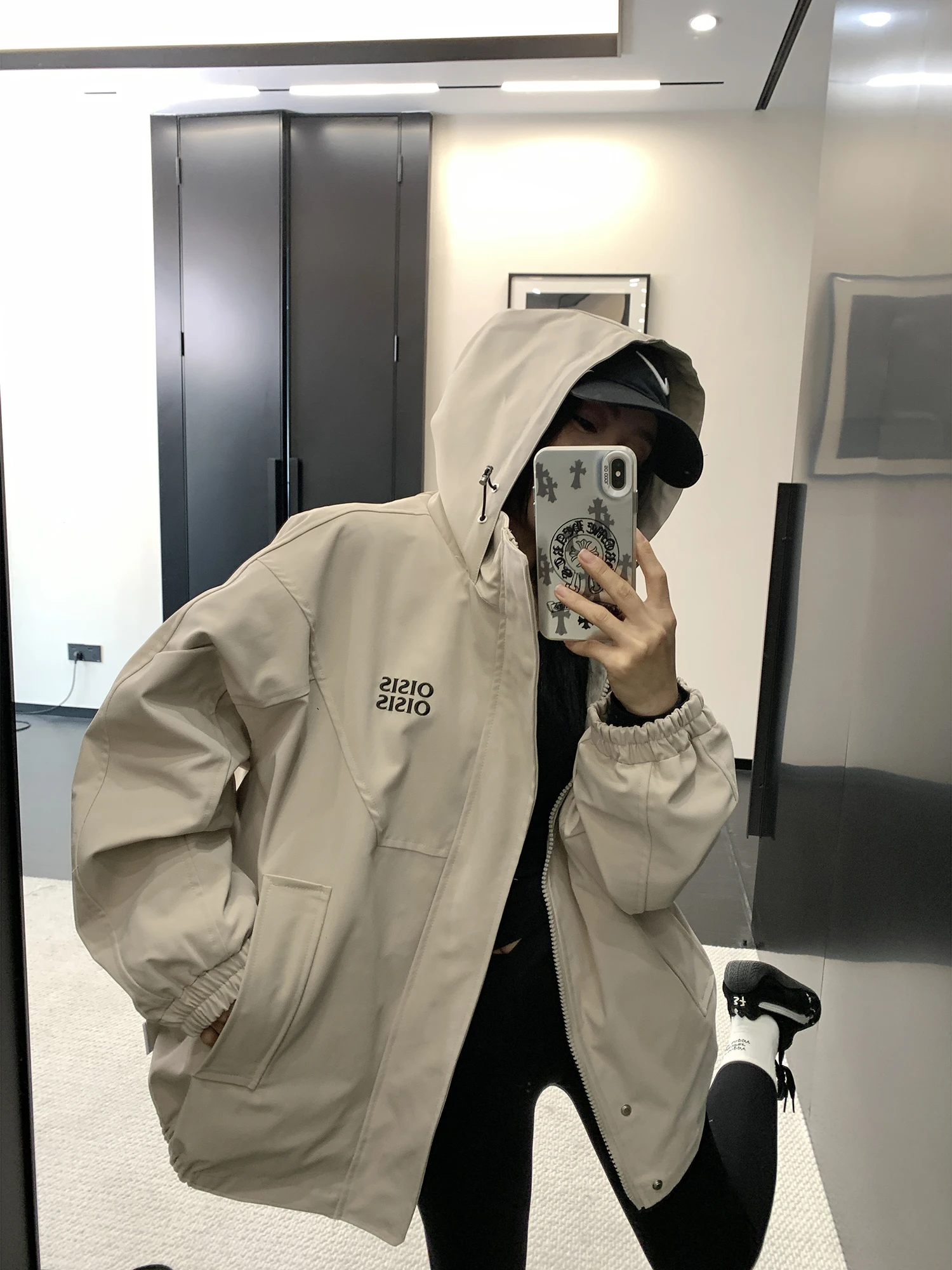 

Свободная повседневная женская рабочая куртка с капюшоном, плотная ткань, корейский шик, весенняя новинка, полиэстер