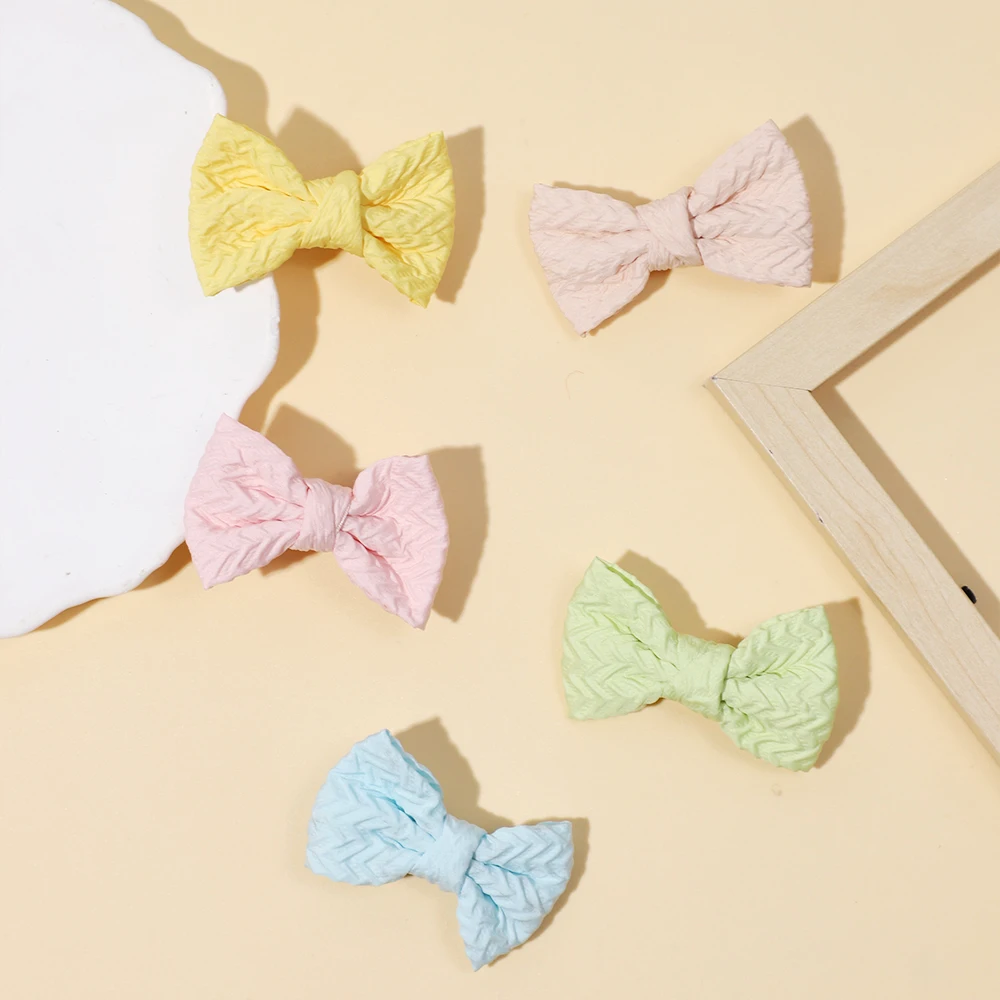 30pc/lot New 2inch Ribbed Bow Baby Hair Clips Girls Cotton Bowknot Hairpins Kids Barrettes Children Headwear Wholesale Price