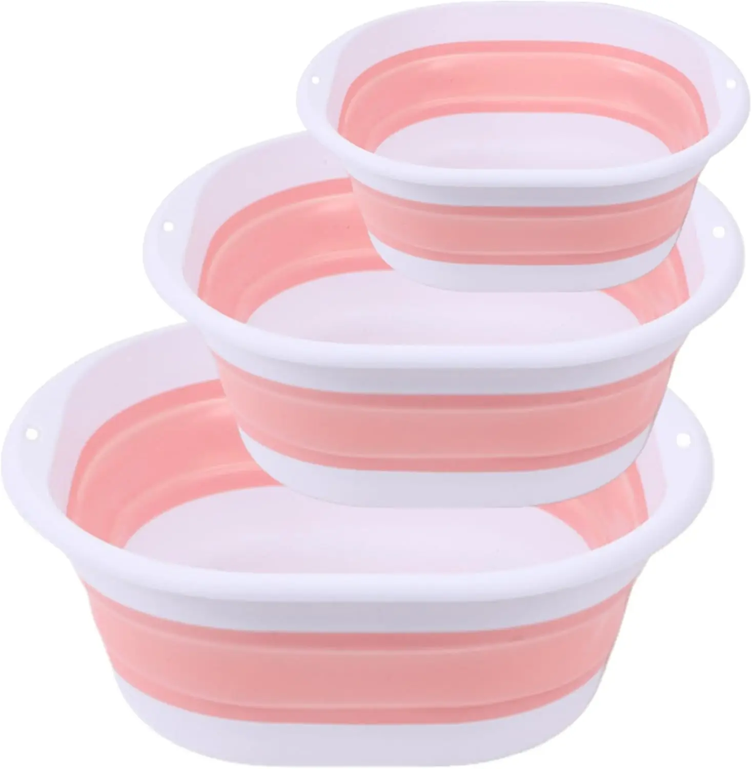 

3-Piece Folding Washbasin Set, Space-Saving Sink for Apartment, Camping, Dishwashing, Pink