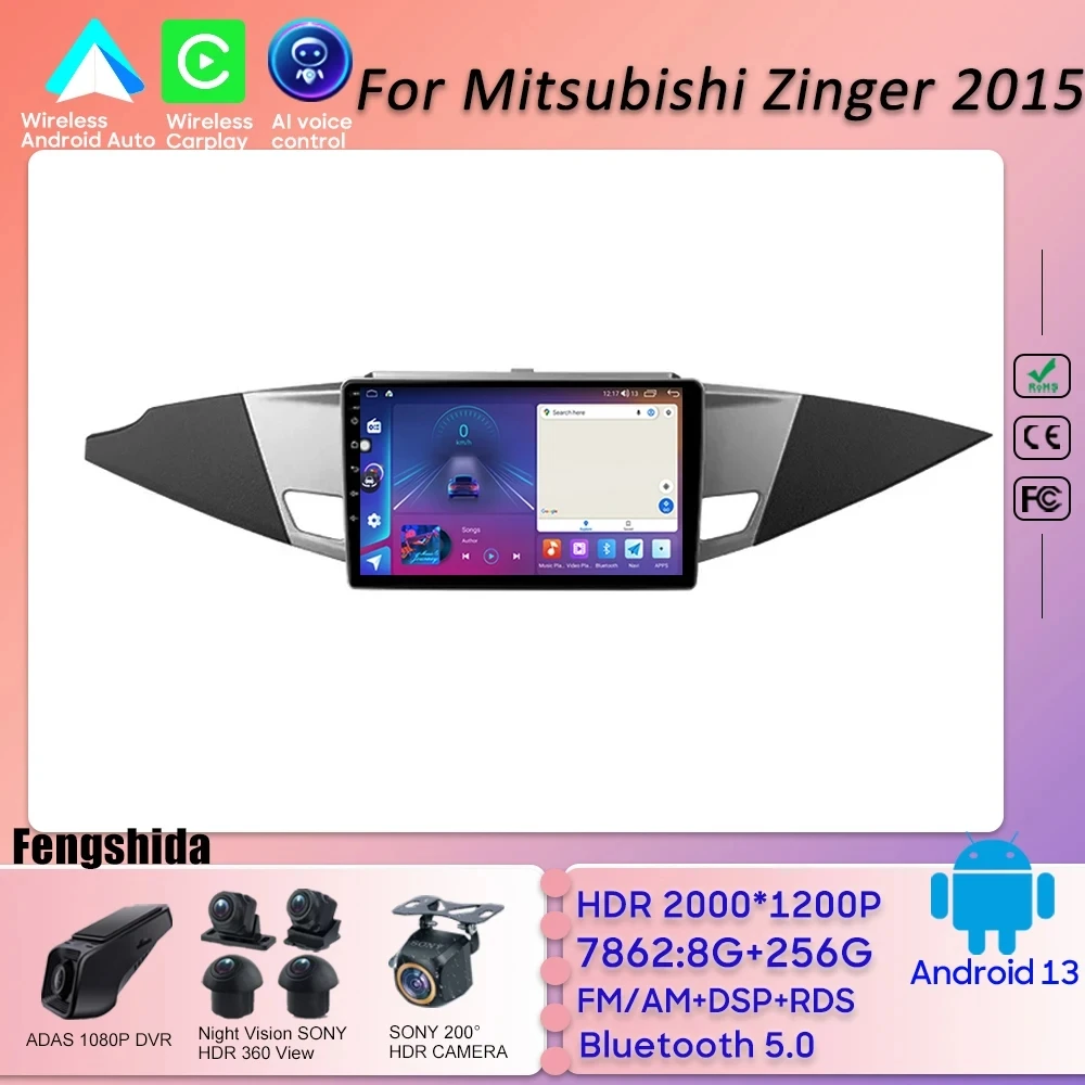 Car Android For Mitsubishi Zinger 2015 Wireless Android Auto Mirror Link Rear Camera GPS Navigation Carplay No 2din DVD 8 Core