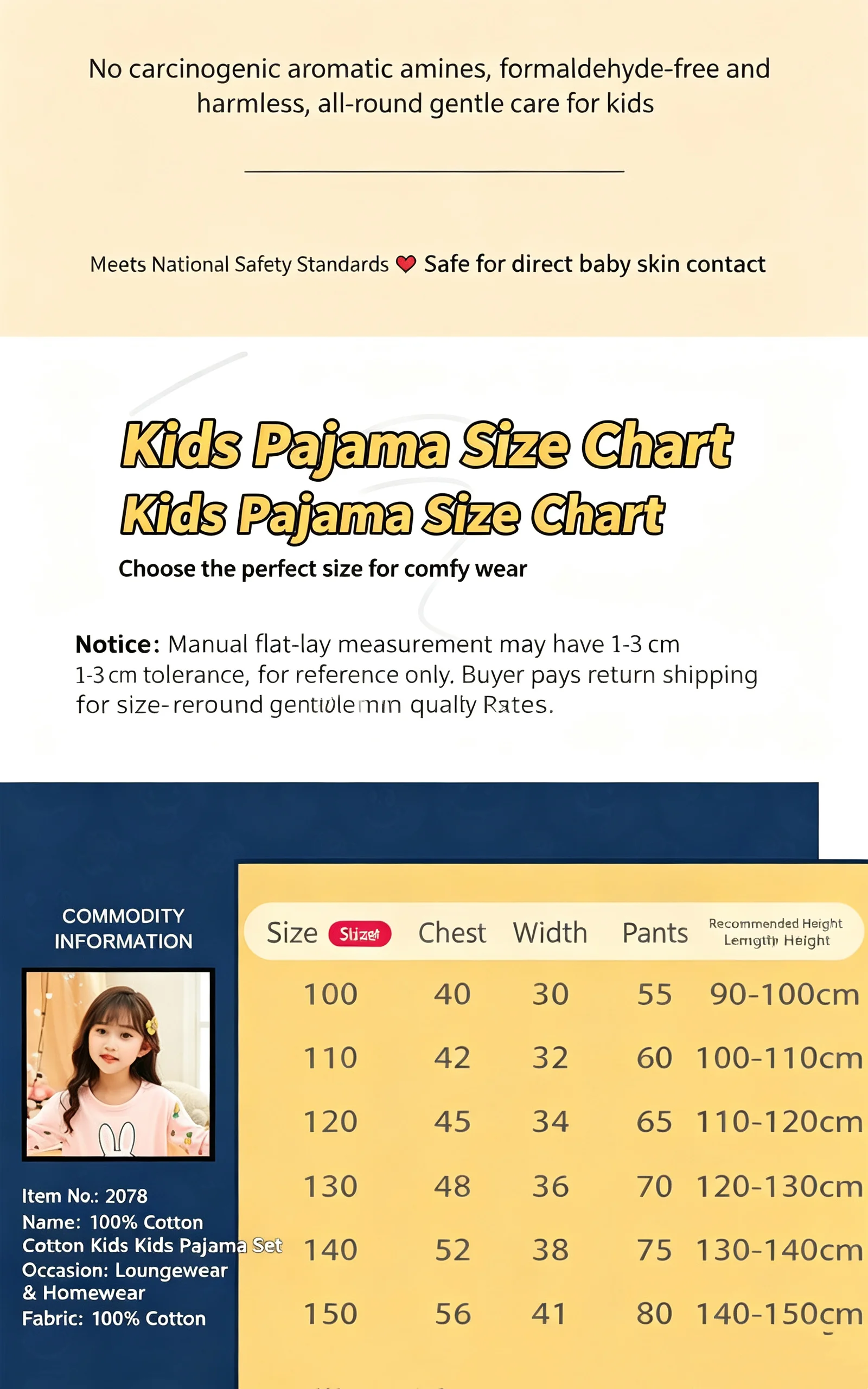 100% Baumwolle Mädchen Sommer-Pyjama Set Baby Loungewear Kinder Langarm-Klimakleidung Frühling Herbst Hose – Detail 3
