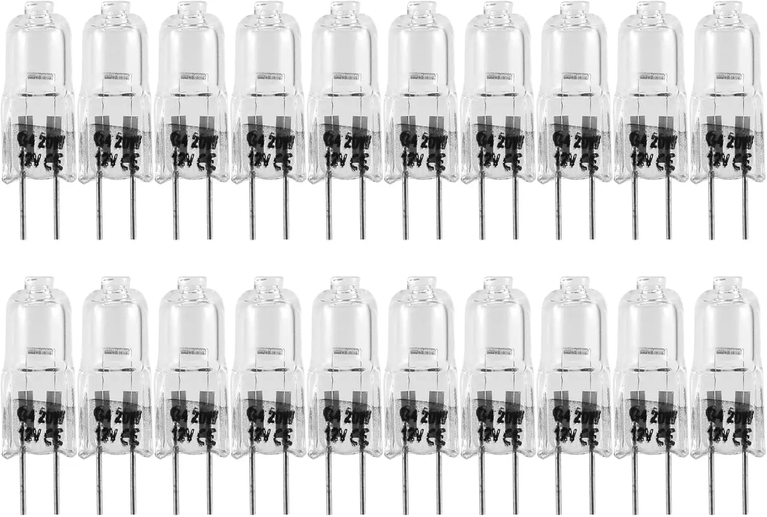 20 Uds bombillas halógenas G4 20W 12V bombillas transparentes de doble aguja para componentes de semáforo de iluminación de cocina