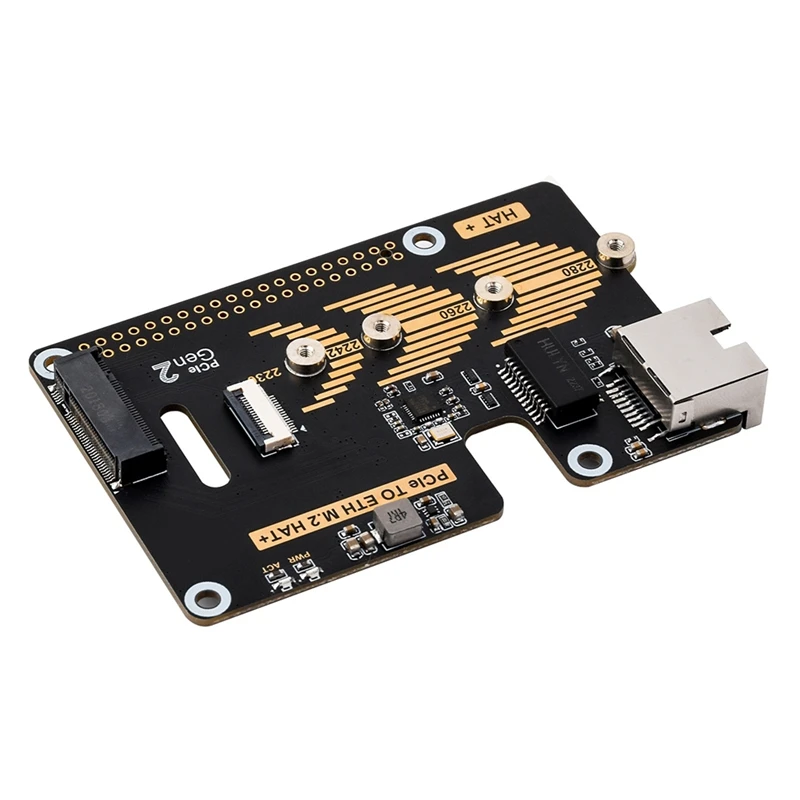 AT93-Pcie To ETH And M.2 Adapter For Raspberry Pi 5, Compatible With 2280/2260/2242/2230 Size Nvme M.2 SSD High-Speed Read