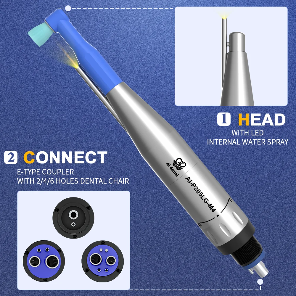 AI-P205LG-M4/B2/M6 Dental Prophy Handpiece Tooth Polishing With micro power generator LED E-Type Air Motor Dentist Tools