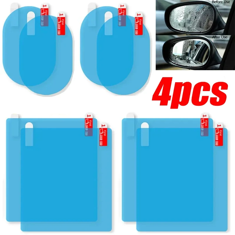 Rearview Mirror Rainproof Film Set Car Truck Window Glass Anti-fog Waterproof Stickers Rainy Day Safe Driving Rain Proof Films