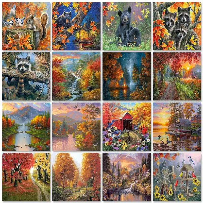 

Landscape Autumn Field DIY Paint By Numbers Kit Oil Paints 40*50 Painting On Canvas Handmade For Adults For Drawing Handicraft