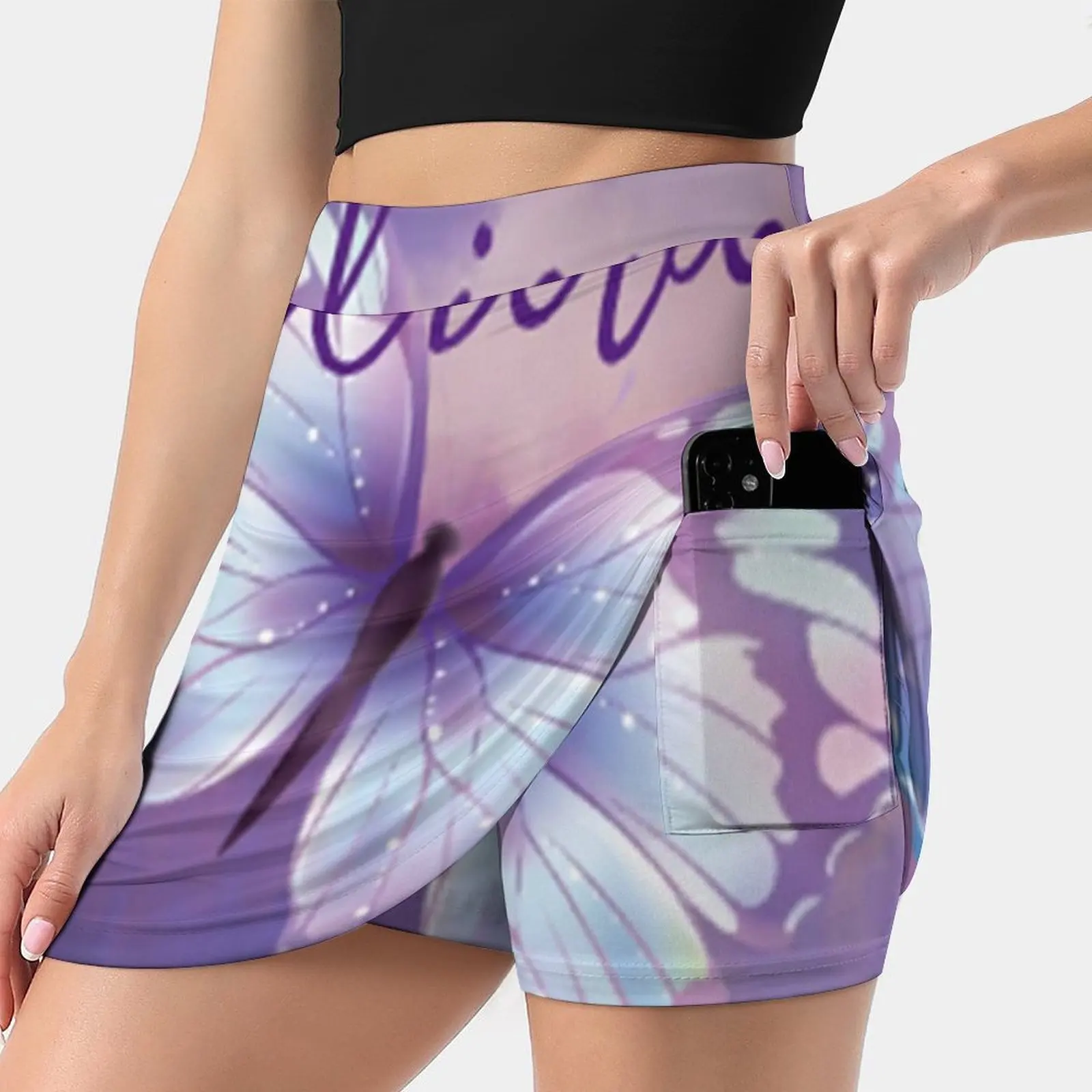 Believe ~ Purple Pastel Women's skirt Aesthetic skirts New Fashion Short Skirts Insect Art Purple Believe Magical Fantasy