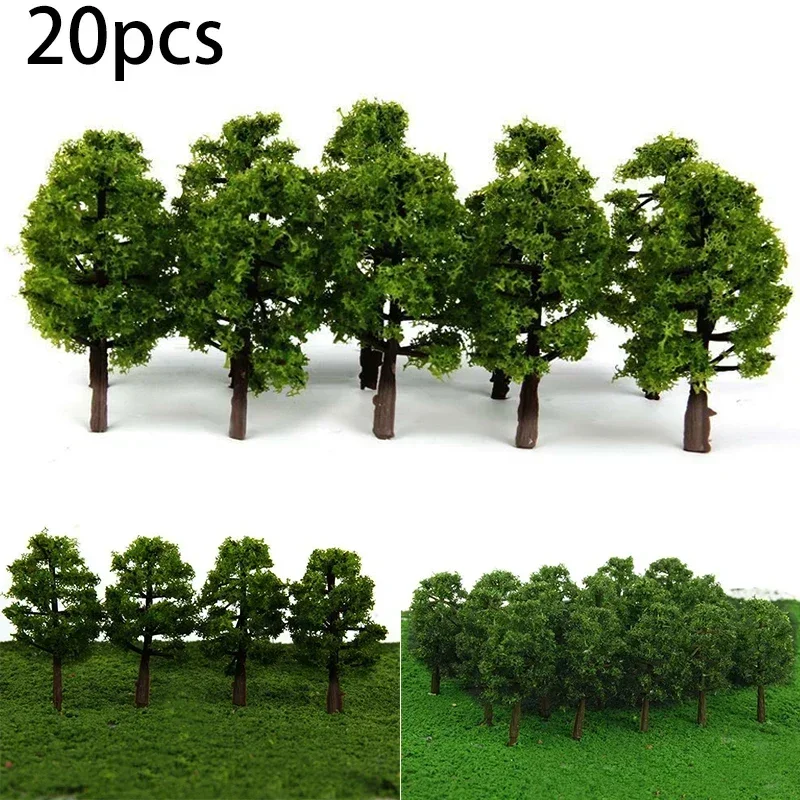 20Pcs 8CM Plastic Model Train Miniature Tree Micros Landscape Decor Train Layout Accessories New DIY Kids Toy Sand Table Models