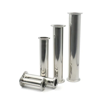 Length100/150/204/305mm sanitary grade 304/316 stainless steel pipe fittings short tube, self-made three-clip clamp 50.5/64mm