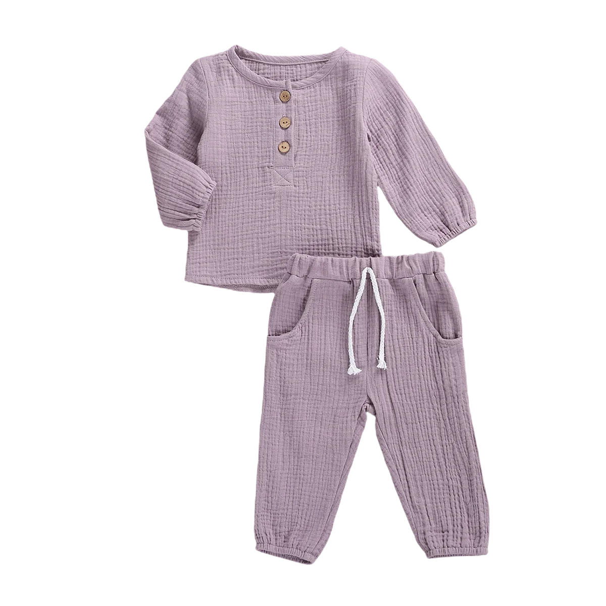 Kids Baby Girls Boys Casual Cotton Linen Outfits 1 2 Buttons-On Shirts and Lantern Bottoms Pants 2PC Lounge Clothes