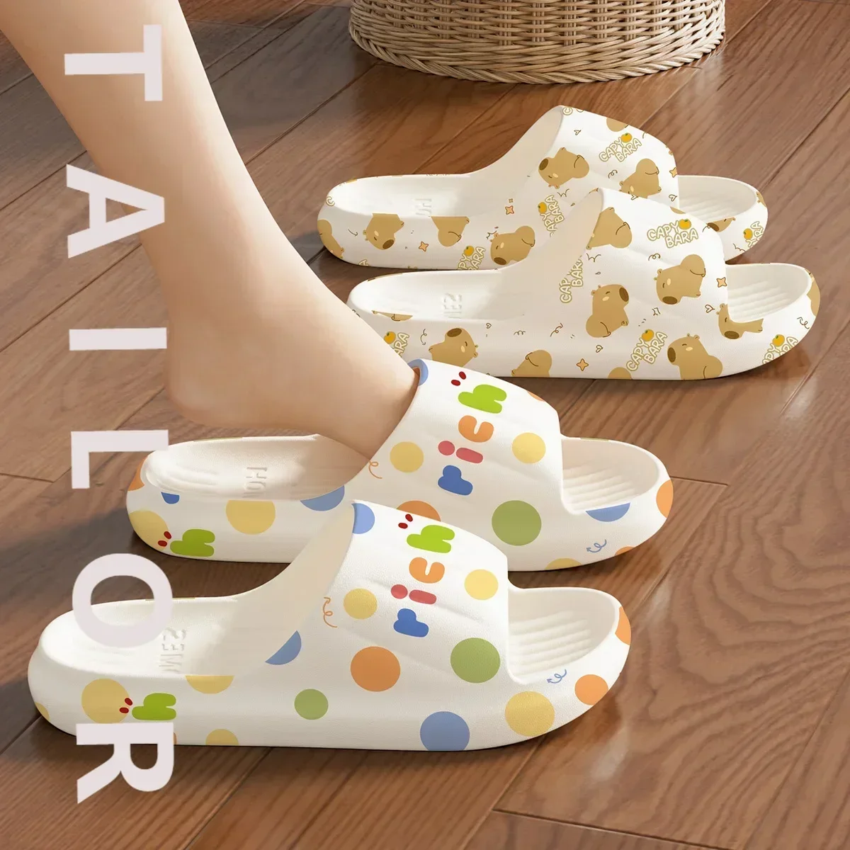 

Летние тапочки унисекс с принтом, домашние тапочки без шнуровки из ЭВА, нескользящие удобные дышащие домашние тапочки