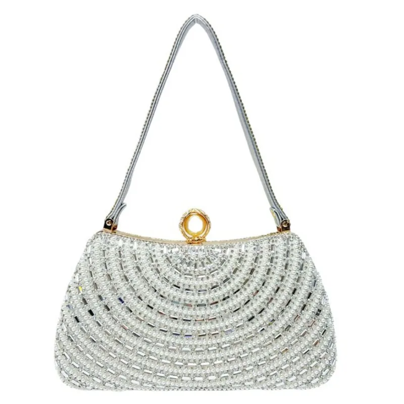 Модная женская сумка с жемчугом и бриллиантами, легкая роскошная вечерняя сумка через плечо в винтажном стиле