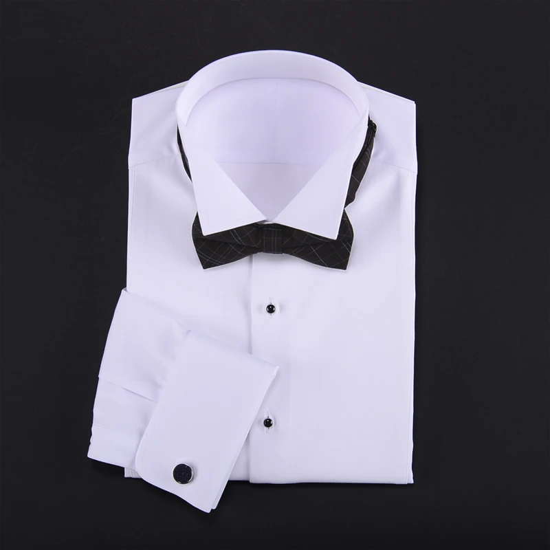 

new fashion White wing collar shirt evening gown long sleeve French shirt wedding mens formal shirts