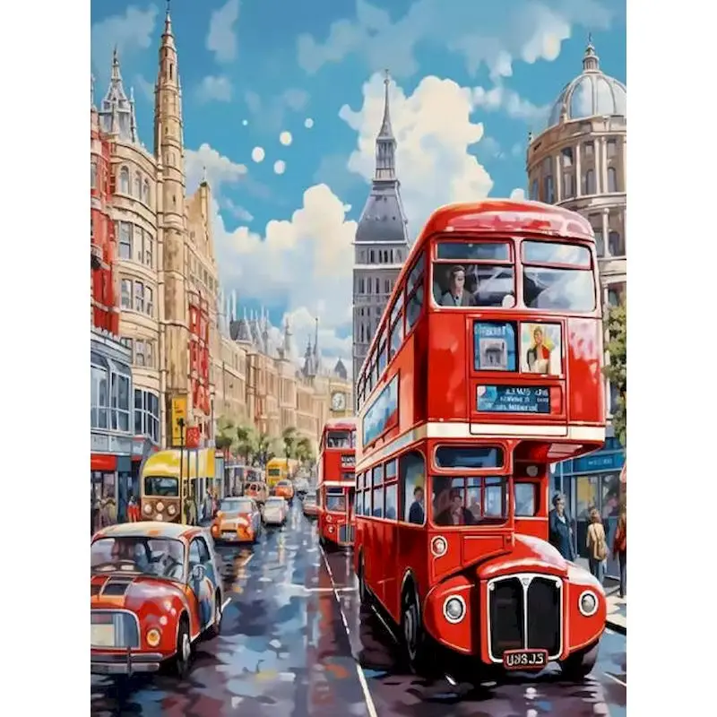 GATYZTORY London Street Scene Coloring By Number For Adults Oil Painting By Numbers Drawing On Canvas Artwork Home Decoration