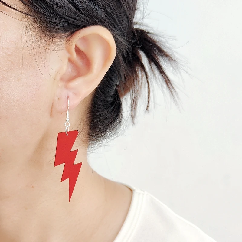 KUGUYS Medium Size Lightning Drop Earrings for Women Fashion Acrylic Easy Matching Jewelry Shiny Accessories