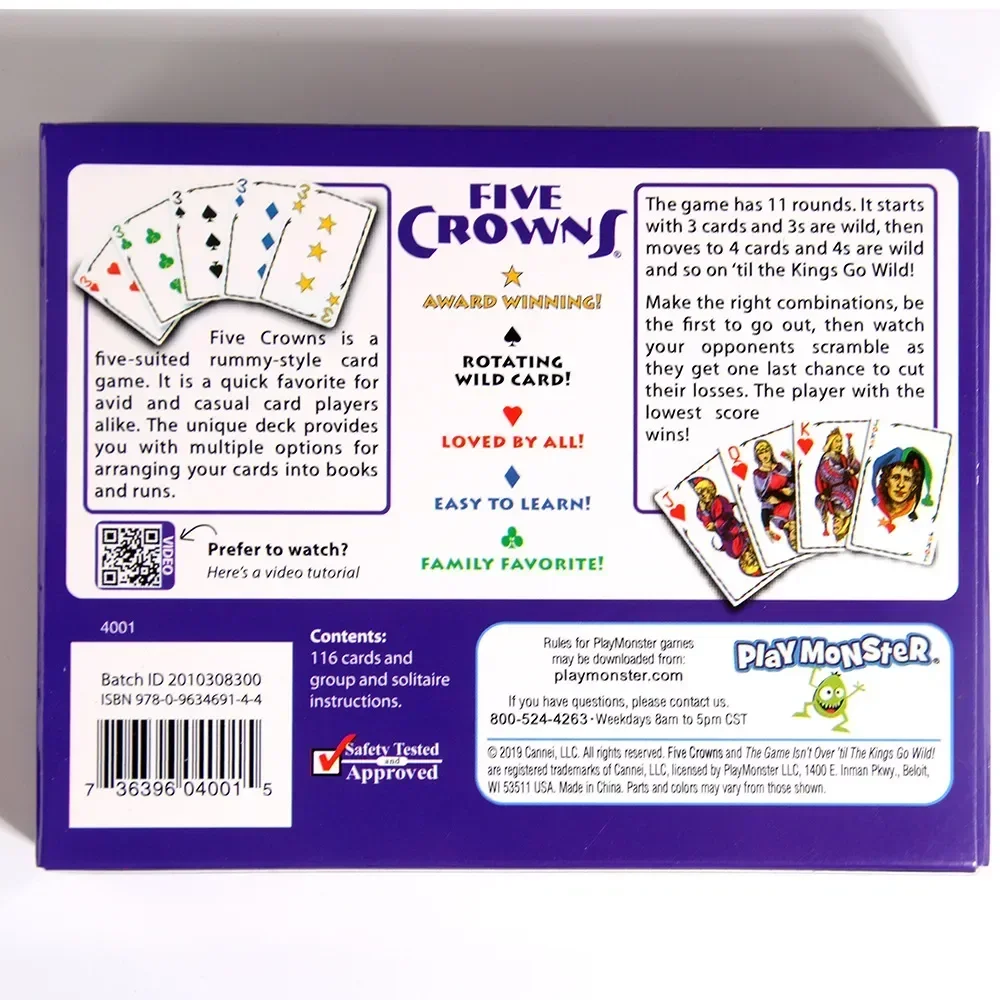 SET Enterprises Five Crowns Card Game Purple High Quality Special Style Board Game Funny Friends Family Interactive Game