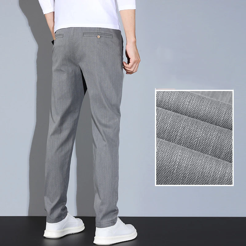 Men New Designer Classic Office Business Pants Male Elastic Thin Cotton Cultivate One\'s Moral Character Straight Formal Trouser