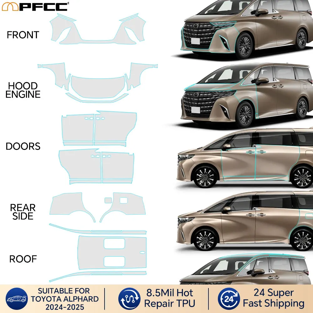 

PFCC For Toyota Alphard 2024-up TPU Paint Protection Film Body Sticker Anti-scratch Protective Transparent PPF Accessories