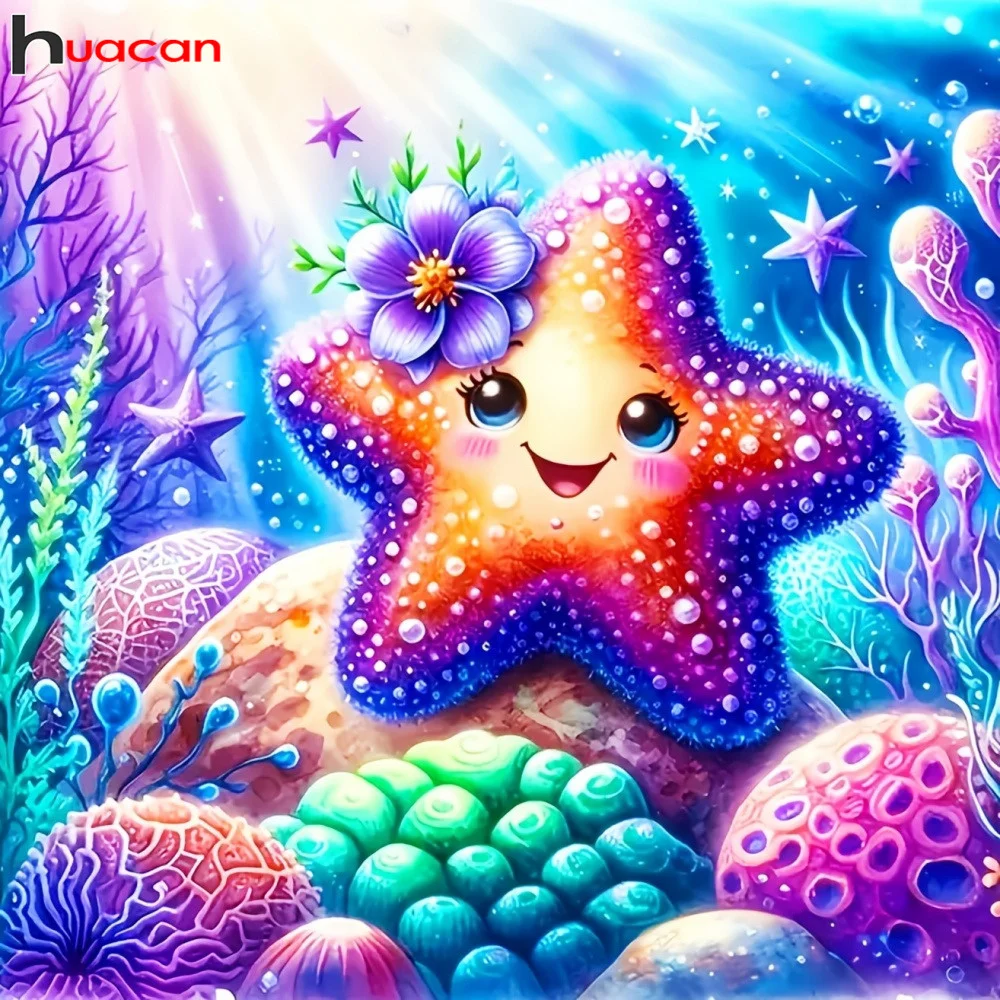 Huacan Voller Diamanten Malerei Seestern Cartoon 5d Diy Diamant Mosaik Tier Neue Kollektion Handgemachte Geschenk Hause Dekoration
