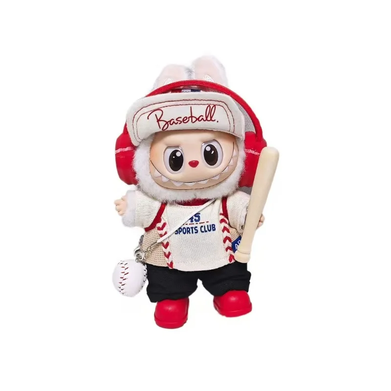 Per abbigliamento per bambole Labubu da 17 cm, completo da baseball, set di cappelli, jeans strappati Accessori Accessori per bambole per il tempo libero Abbigliamento Labubu