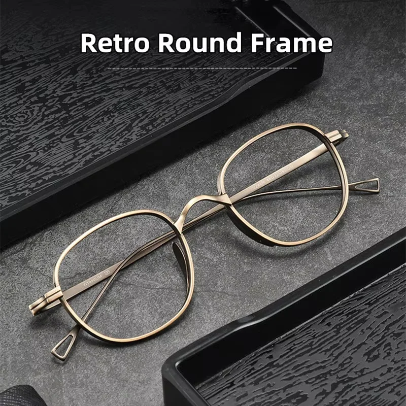 

Guvina Fashion Personality Luxury Eyewear Titanium Alloy Retro Round Optical Prescription Eyeglasses Frames for Men and Women