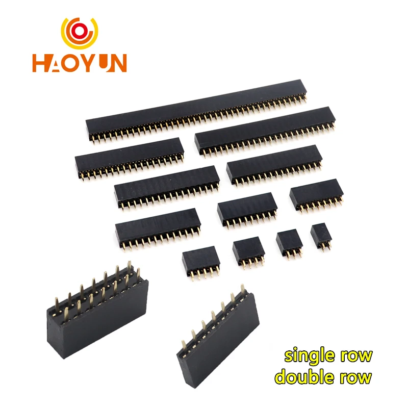 【10-5PCS】2.54mm spacing is directly inserted into the double row female and single row female seat 2X2P/3P/4P/ 5P-40P pin socket