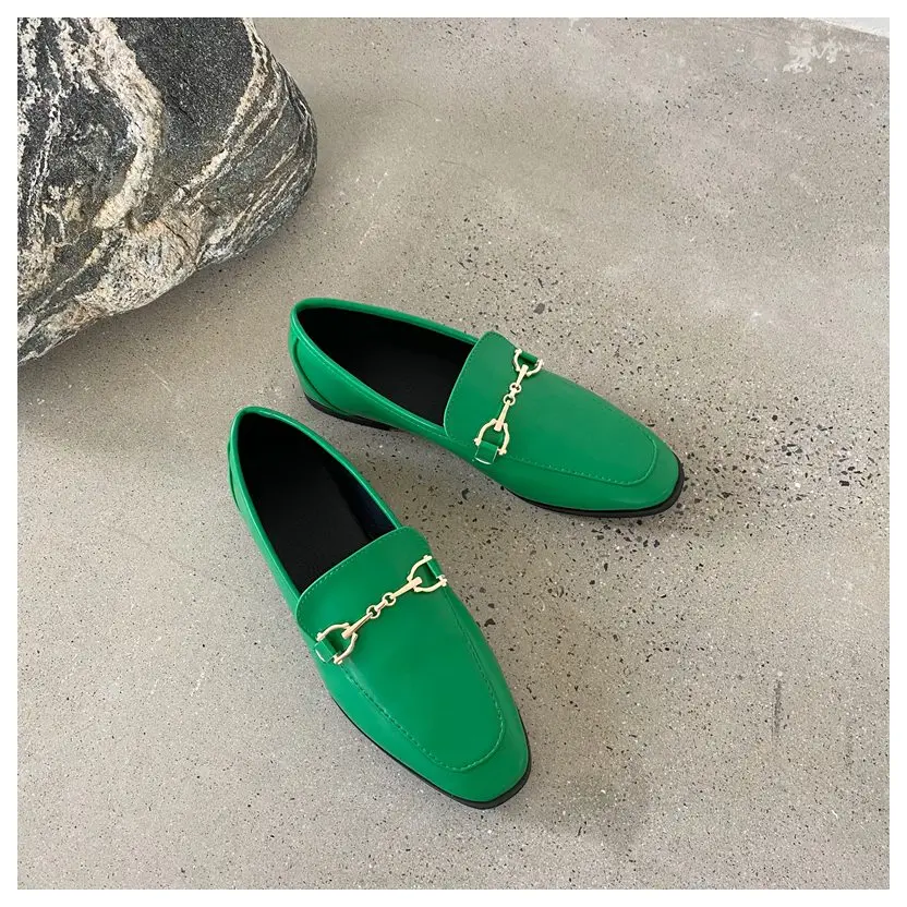 2022 New Autumn Flats Shoes Women Round Toe Female Ballet Brand Buckle British Style Loafer Casual Moccasin Big Size 35-41 Mujer