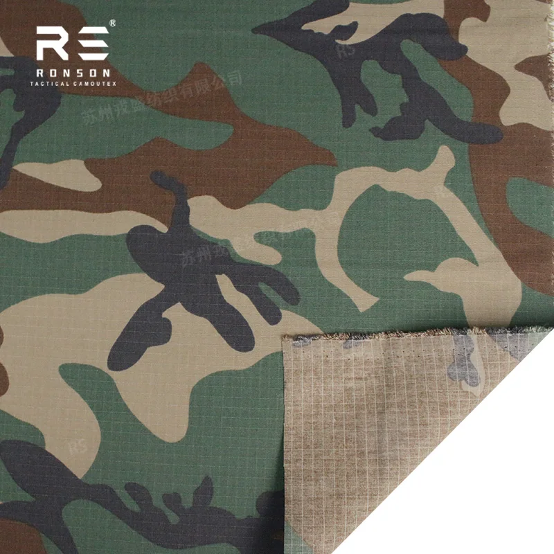 

US M81 woodland camouflage polyester cotton 65%35% rip-stop durable use for tactical uniform clothing and outdoor use