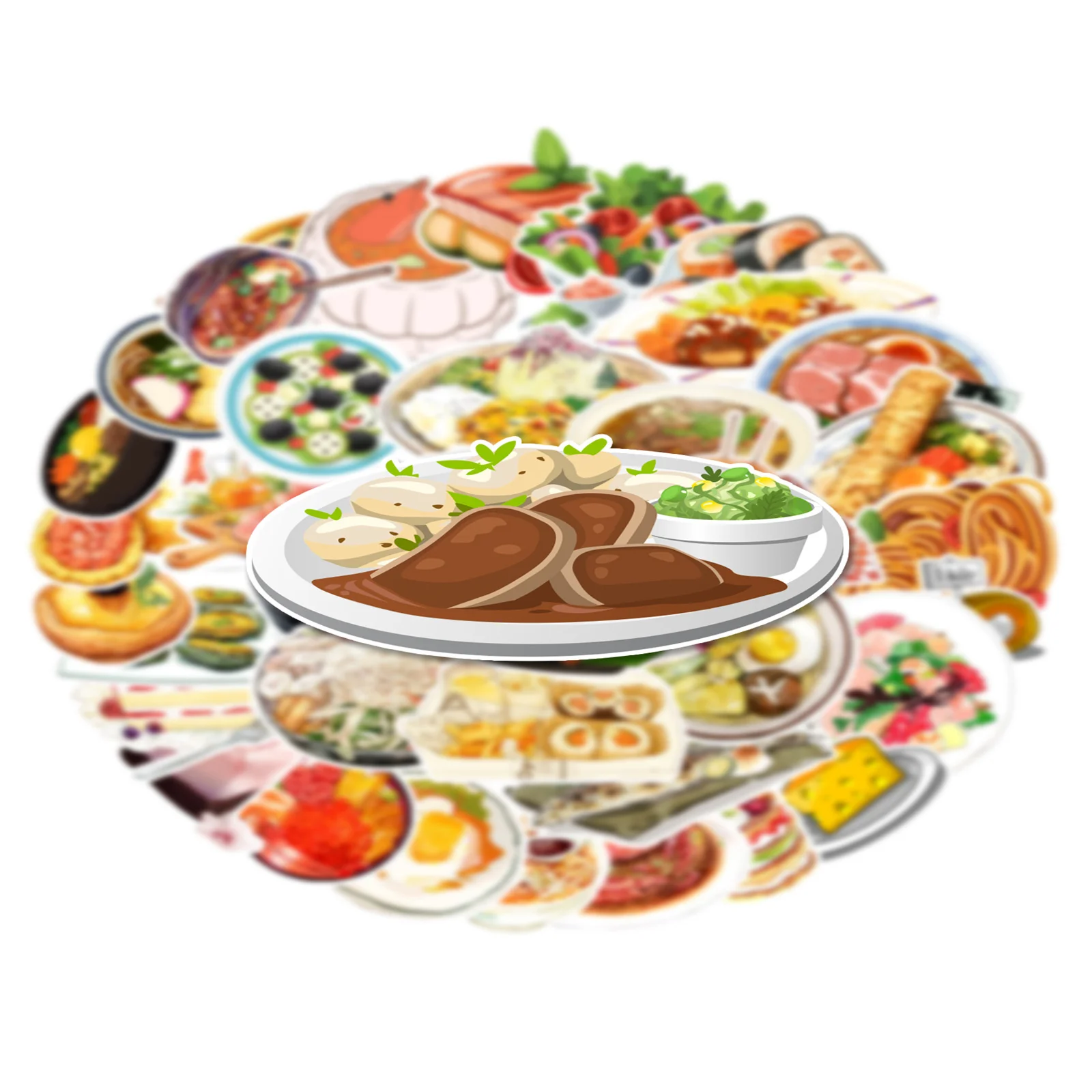 50 cartoon Japanese and Korean food stickers, decorative water cups suitable for laptops, mobile phones and luggage