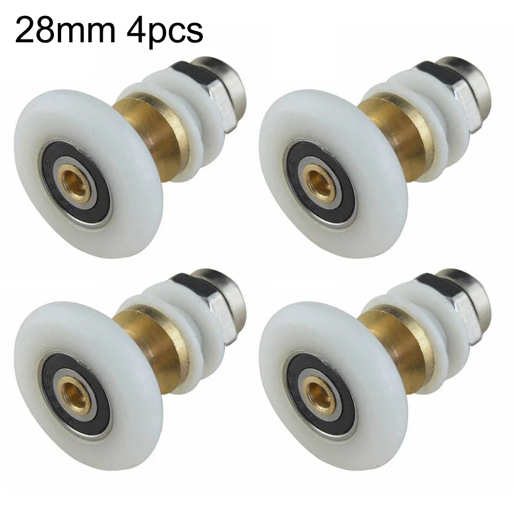 4pcs 19/23/25/27mm Shower Door Top Bottom Rollers Cabins Pulley Sliding Glass Door Roller Runners Wheels Pulleys Diameter