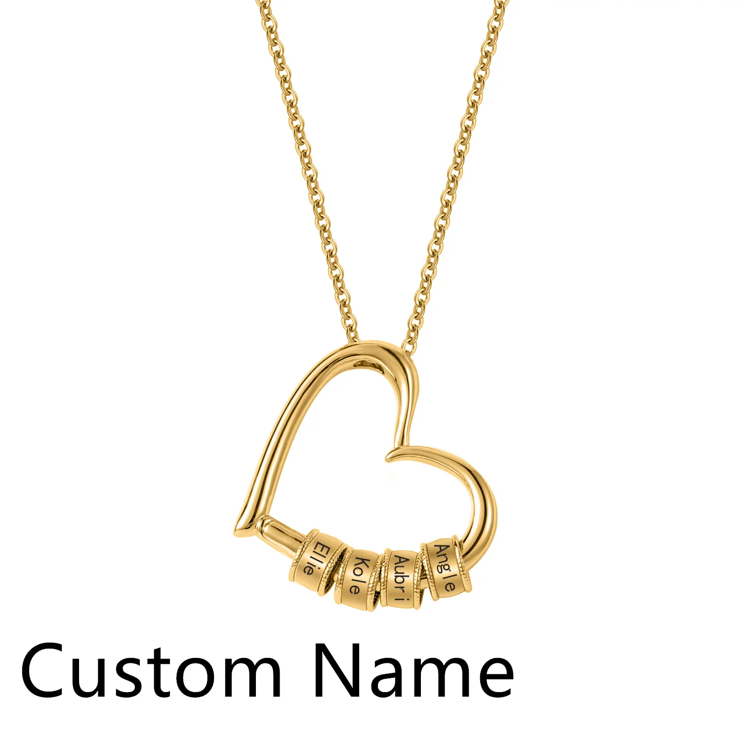 

Personalized Heart Name Necklace Engraved Charm Creative Memorial Bead Gift Custom Family Name Pendant Gifts for Women Jewelry