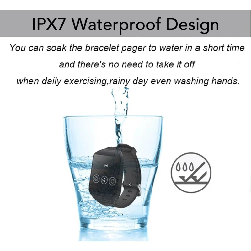 Reloj inalámbrico resistente agua con botón llamada para ancianos, alarma, buscapersonas para cuidador, para enfermería,