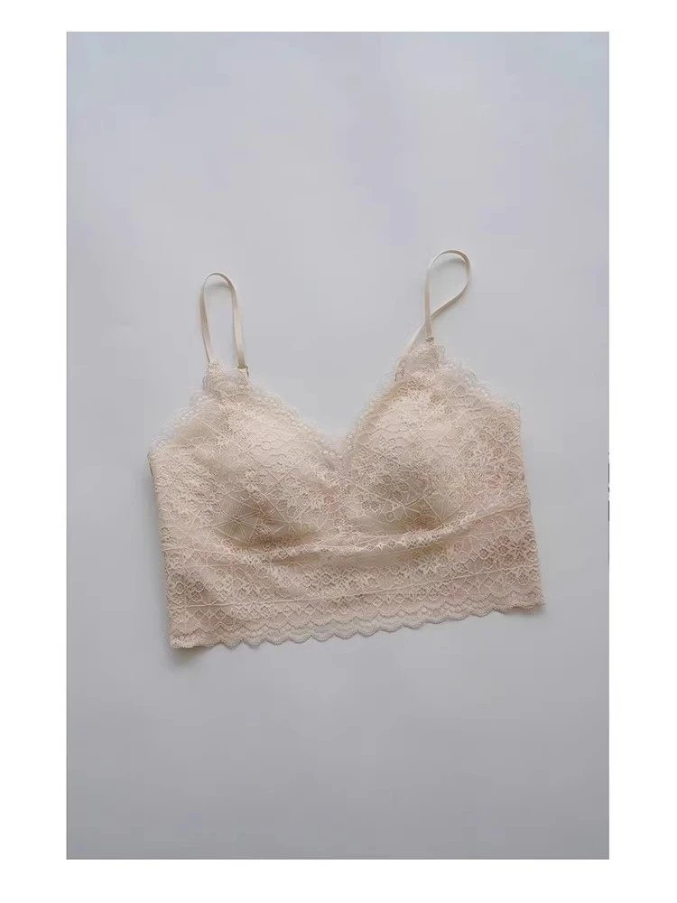 

MOYISU Винтажный французский кружевной бюстгальтер без косточек - цельный сексуальный бюстгальтер без косточек, мягкое нижнее белье в стиле ретро для комфорта и вневременной элегантности