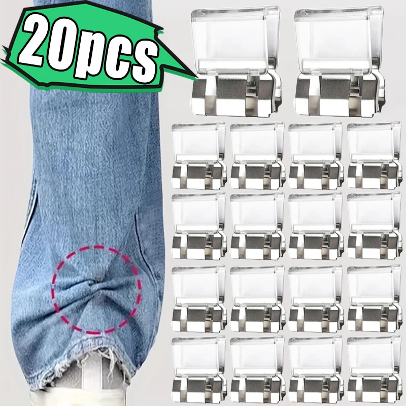 20 Buah Klip Penyusut Celana Tak Terlihat Anti-selip Klip Tepi Celana Gesper Lepas Pasang untuk Menghindari Celana Menjuntai, Penjepit untuk Memperbaiki Ujung Celana, Kerajinan Jahit DIY