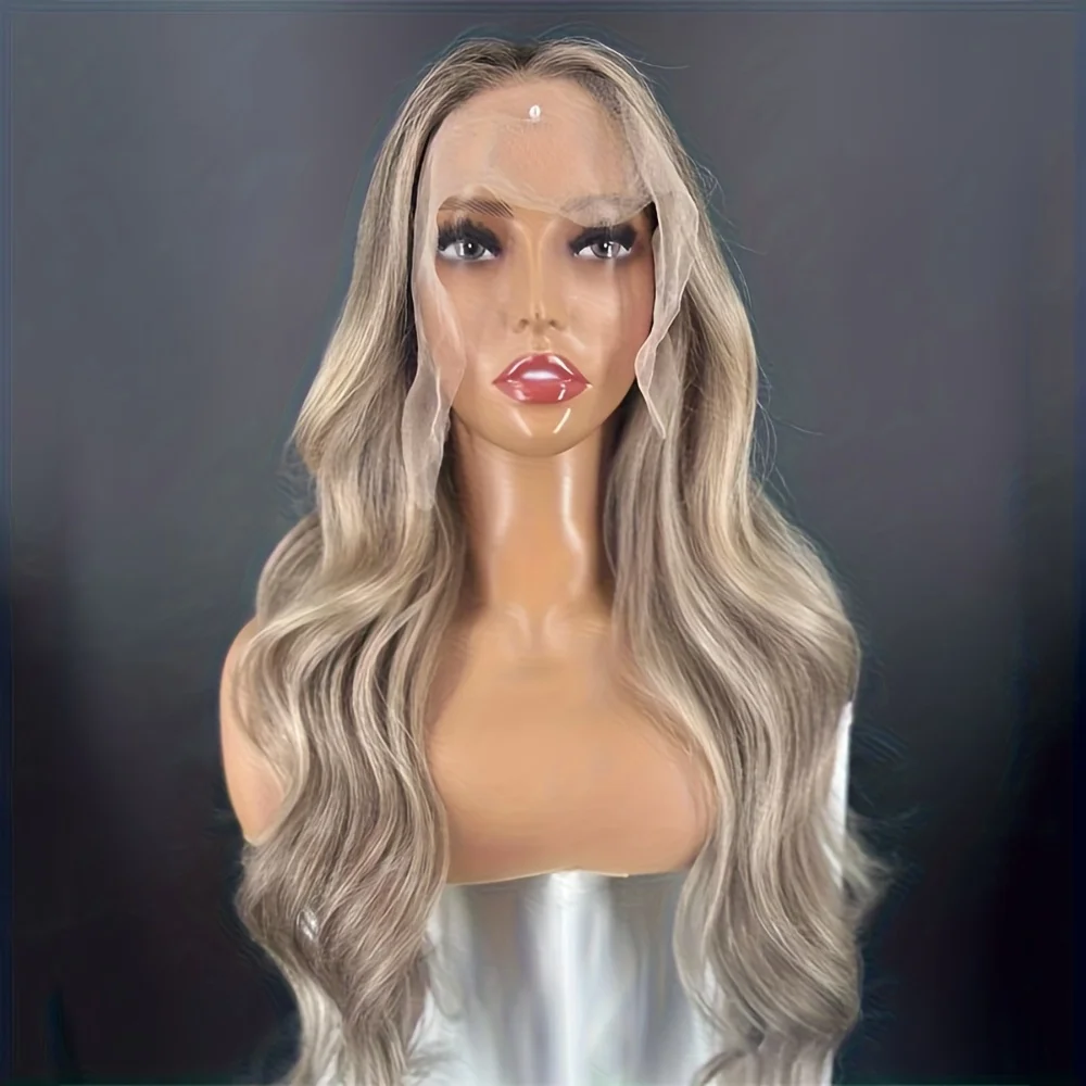 

Soft Highlight Blond Wave Hair 150 density and 13×4 100%human hair wig lace front wig, with baby hair pre plucked and f
