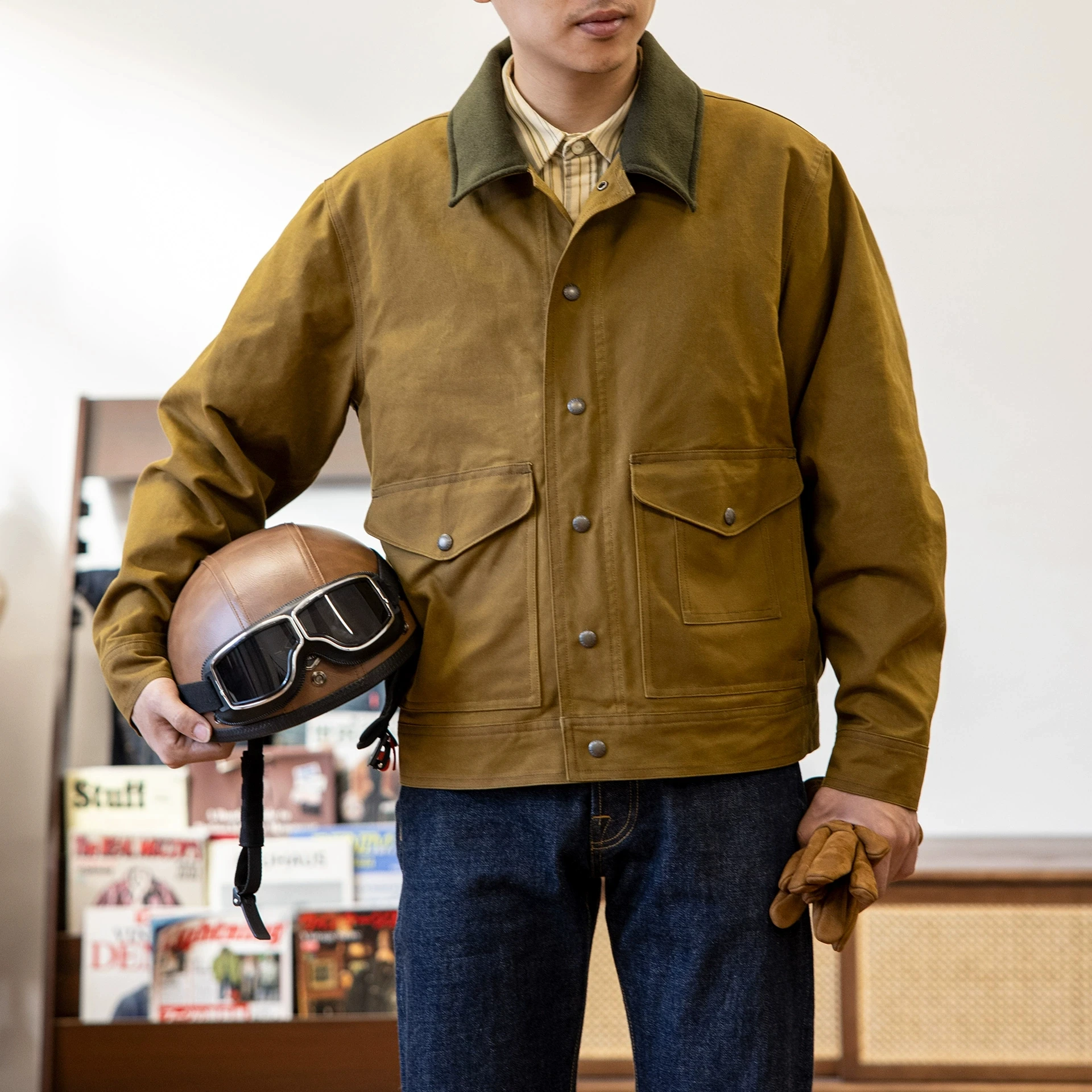 FS-0006 Red Tornado US Size Good Quality Cotton Canvas Wax Water Proof Jacket