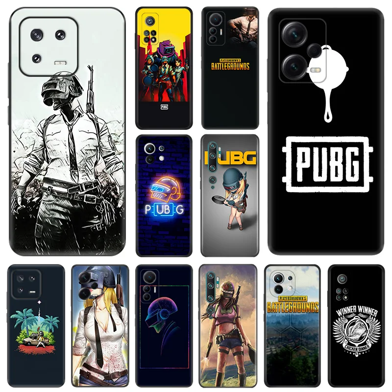 Soft Phone Cases For Xiami 12X 12T 13 CC9Pro 12 Lite Redmi Note12 Pro Plus A1 A2 12C 12S 5G PUBG Game Girl Boy Black Matte Cover