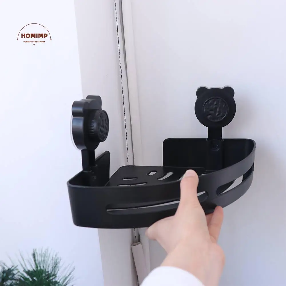 

Plastic Suction Cup Triangle Storage Rack Punch Free Detachable Corner Storage Shelf Reusable Wall Mounted