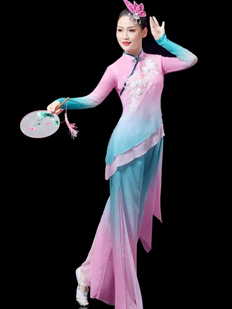 Classical Dance Costumes Traditional National Square Dance Suit Fan Dancer Wear for Stage Chinese Style Hanfu Dance Performance