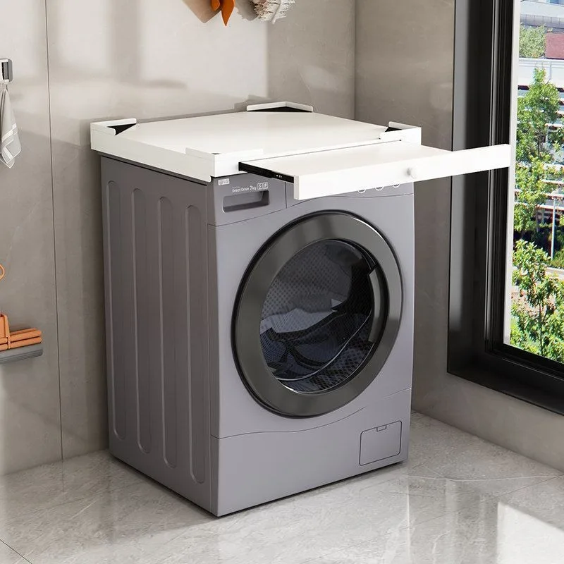 Washing machine rack, one-shaped baffle rack, balcony rack, space-saving and simple stacking rack above the dryer