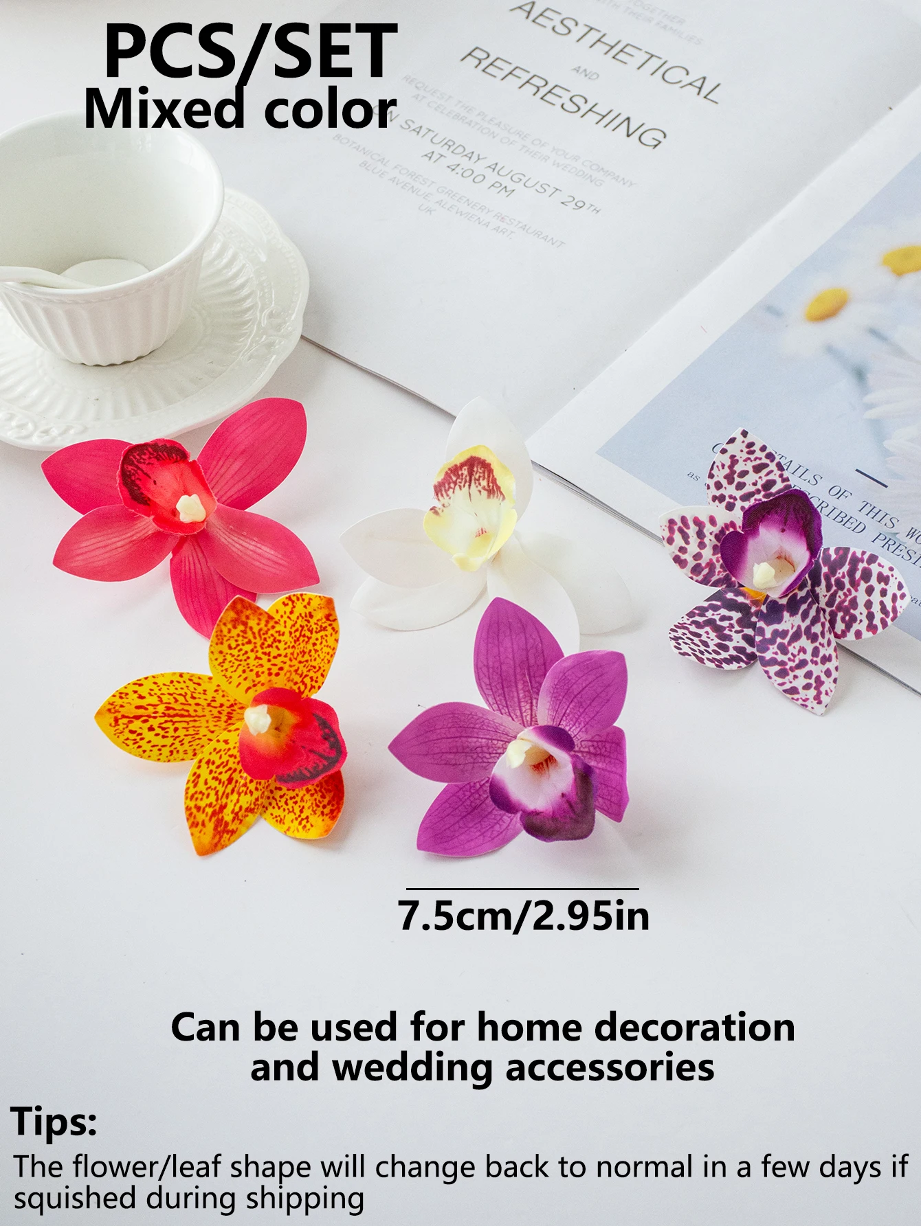 50/100 Stück Künstliche Blumen Seidenorchideen Heimdekoration Tischdeko Festival Outdoor Garten Rasen Hochzeit Brautstrauß DIY Geschenk – Detail 7