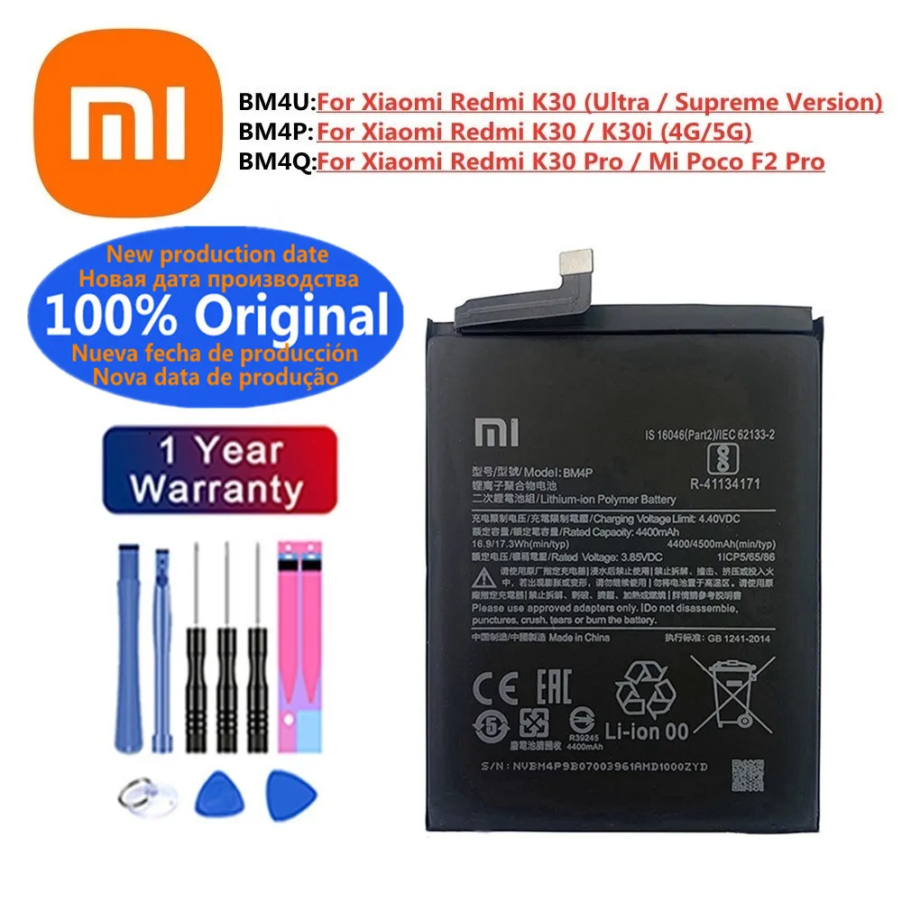 BM4U BM4P Original Phone Battery BM4Q For Xiaomi Redmi K30 Pro Mi Poco F2 Pro K30 K30i 4G 5G K30 Ultra Supreme Version Battery