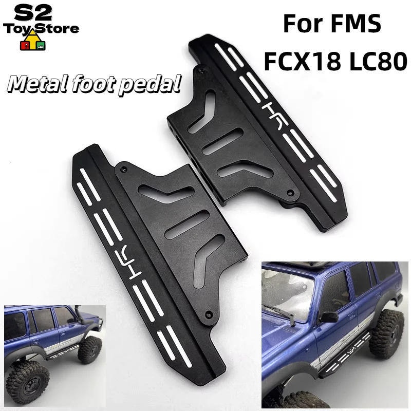 Metal Side Steps For FCX18 LC80 Land Cruiser FMS RC Rock Crawler Upgrade Parts No Drill Installation Accessories