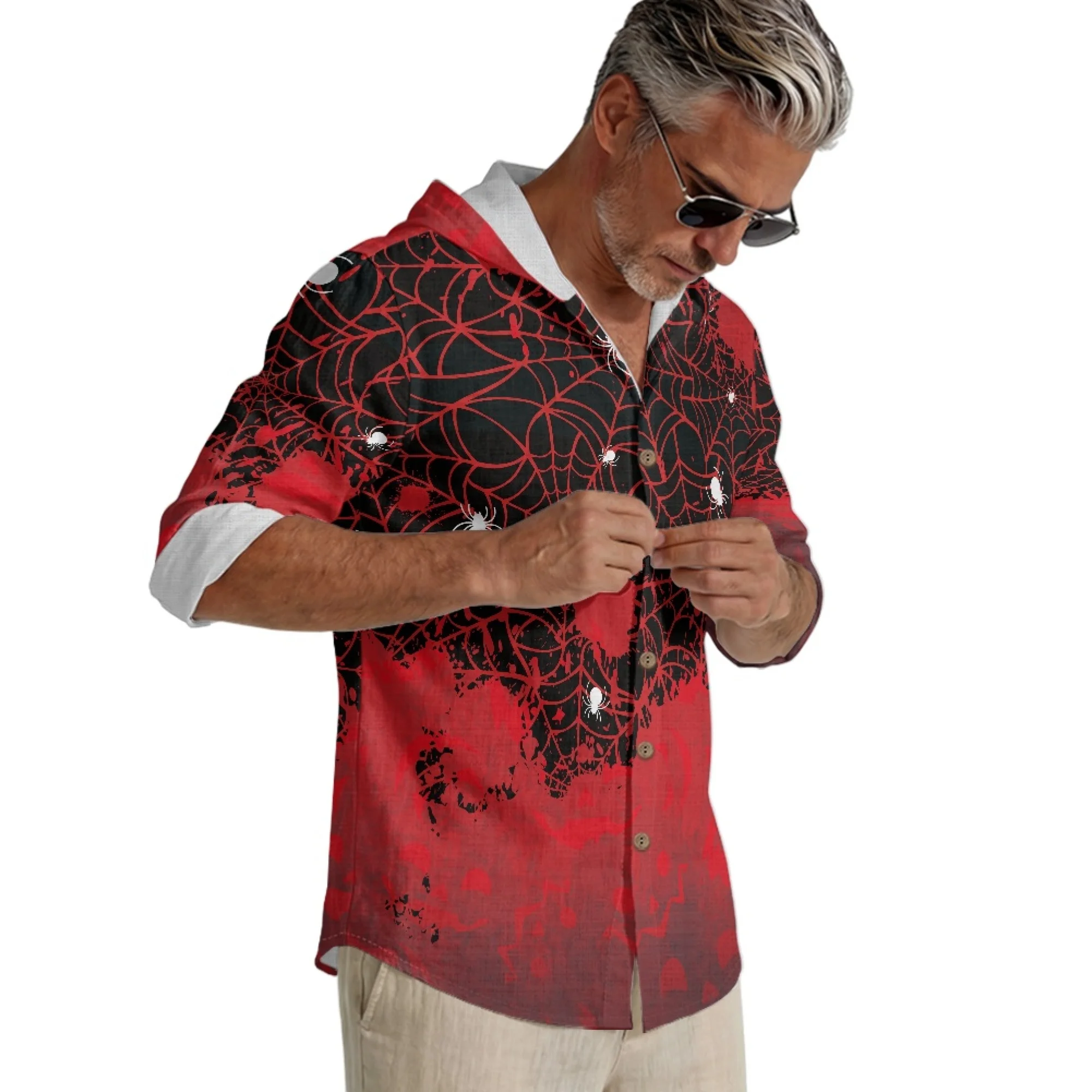 XIXIRIMIDO New Collection 2026 Linen Halloween Prints Cheap Clothes for Man Big Size Y2K Casual Men Clothing Clearance Sales