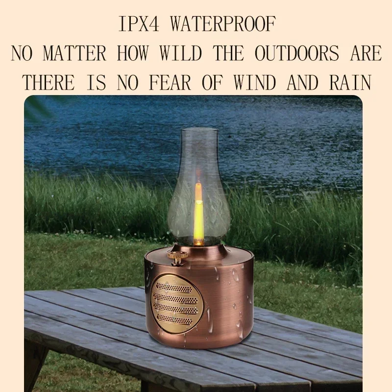 

Kerosene Lamp Design Portable Music Player Bluetooth Speaker Vintage Loudspeaker IPX4 Support Dimming Retro Waterproof Soundbar