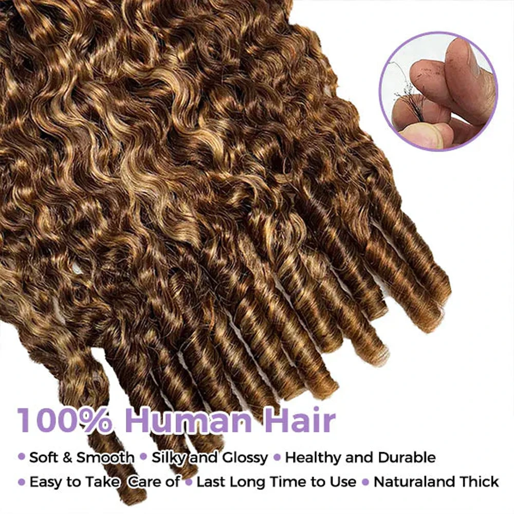 Highlight Burmese Curly Feather Crochet Human Hair Pre Looped 100% Raw Human Hair Crochet Hair Miracle Knots Crochet Human Hair S37a67d3b10714fa99969bcb57b3d9ba2y